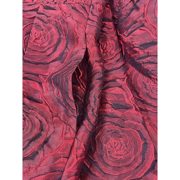 Red Womens 24W Midi Dress Rose Embossed Cocktail Holidays Luxe Carmen Marc Valvo - Picture 11 of 11